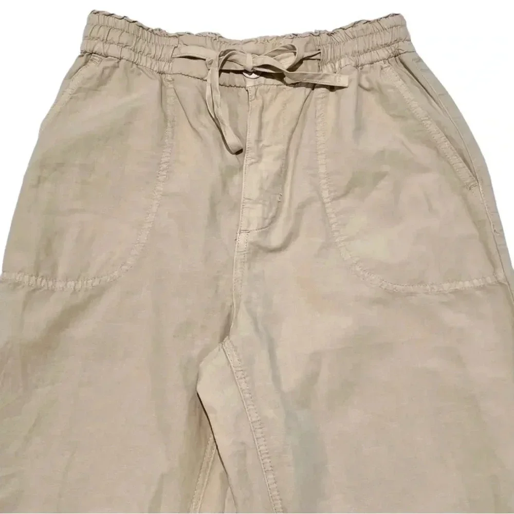 (NWOT) Zara High-Rise Cotton-Linen Jogger Pants -– Tan, Size 2